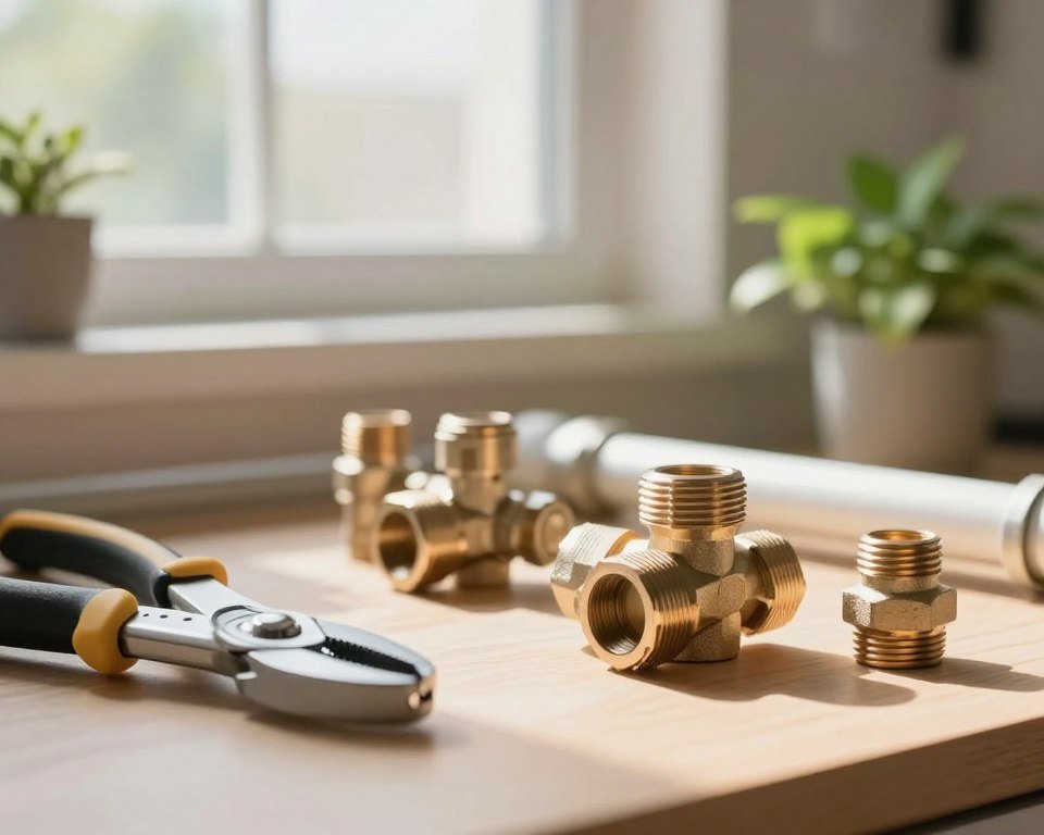 A close-up view of a well-maintained plumbing system showcasing durable, eco-friendly pipes and fittings in a stylishly designed home. In the foreground, crisp, modern plumbing tools lie on a workbench with a soft-focus background of a serene, organized utility space illuminated by warm, natural light through a large window. The middle ground features sleek connectors and gaskets made from sustainable materials shining subtly. A gentle, green plant rests nearby, symbolizing the connection to nature and sustainability. The mood is calm and professional, highlighting the importance of proper maintenance and prevention for long-lasting pipelines. The composition should emanate a sense of cleanliness and efficiency, with shadows softly cast to emphasize the textures and details. A close-up view of a well-maintained plumbing system showcasing durable, eco-friendly pipes and fittings in a stylishly designed home. In the foreground, crisp, modern plumbing tools lie on a workbench with a soft-focus background of a serene, organized utility space illuminated by warm, natural light through a large window. The middle ground features sleek connectors and gaskets made from sustainable materials shining subtly. A gentle, green plant rests nearby, symbolizing the connection to nature and sustainability. The mood is calm and professional, highlighting the importance of proper maintenance and prevention for long-lasting pipelines. The composition should emanate a sense of cleanliness and efficiency, with shadows softly cast to emphasize the textures and details.