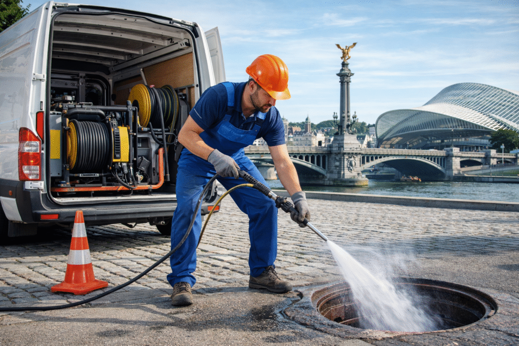 Débouchage canalisation Liège : urgence 24/7, hydrocurage haute pression, inspection caméra, prix clairs, intervention rapide pour WC, évier, douche et égouts.