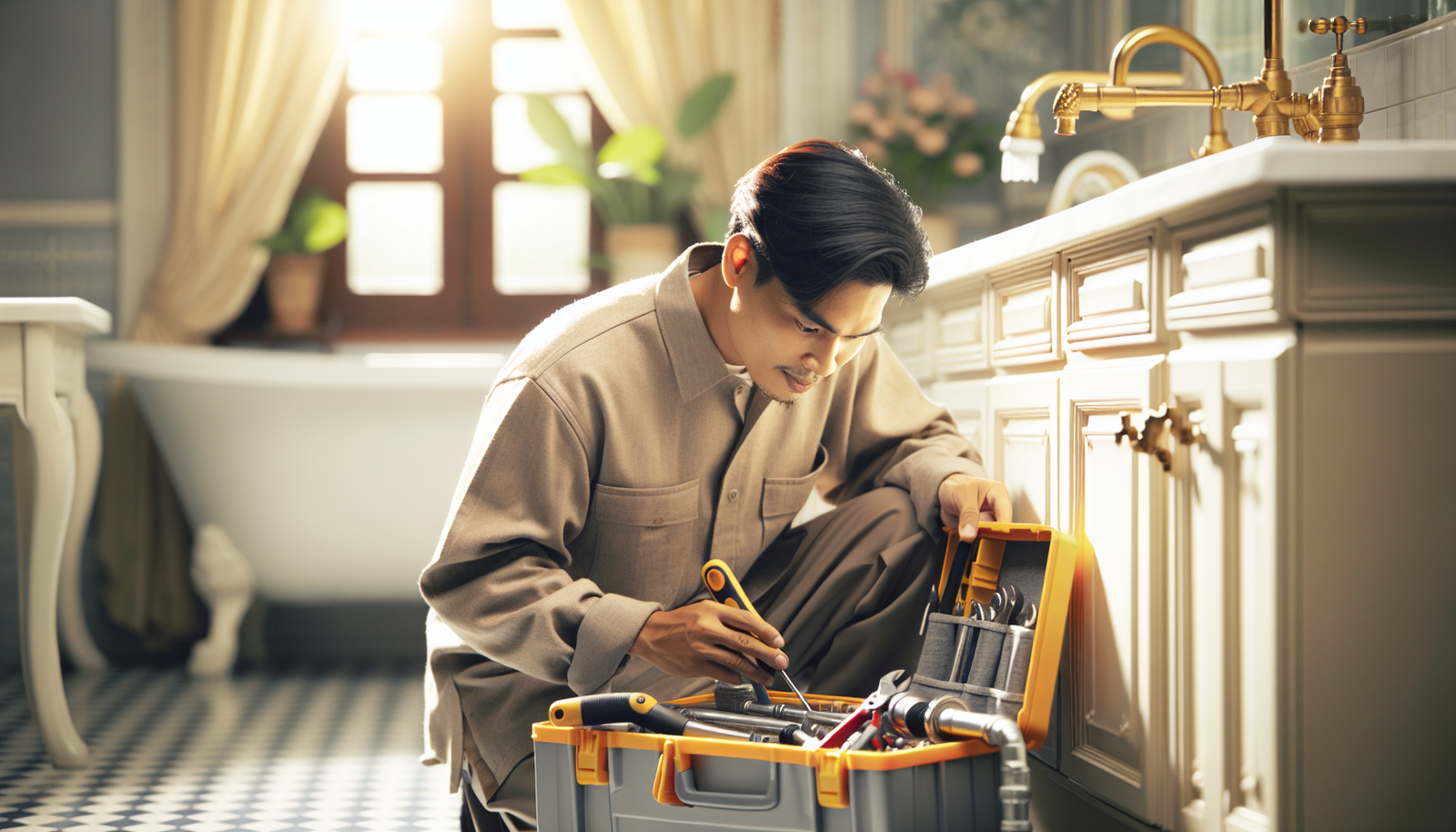 Plombier Waterloo effectuant un travail de plomberie